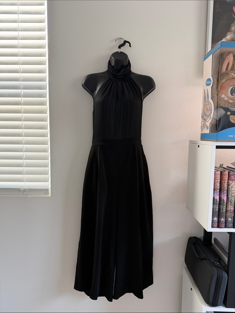 Black Halter Wide-Leg Jumpsuit with High Neck